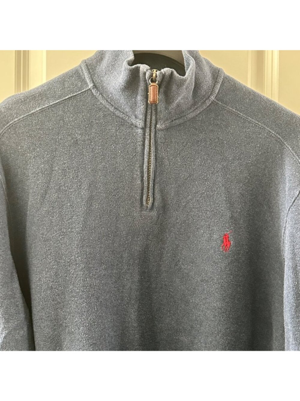 Polo Ralph Lauren Mens Blue Cotton 1/4 Zip Pullover Sweater XL - Picture 6 of 6